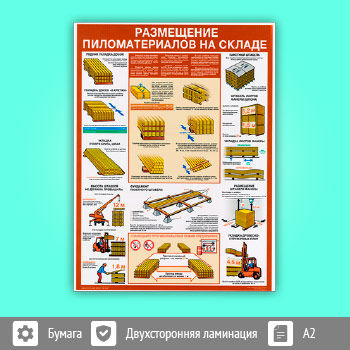 Плакат «Размещение пиломатериалов на складе» (С-98, 1 лист, A2)